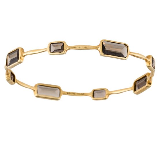 IPPOLITA 18K 750 YELLOW GOLD SMOKY QUARTZ GELATO 8-STONE BANGLE BRACELET - Picture 3 of 10